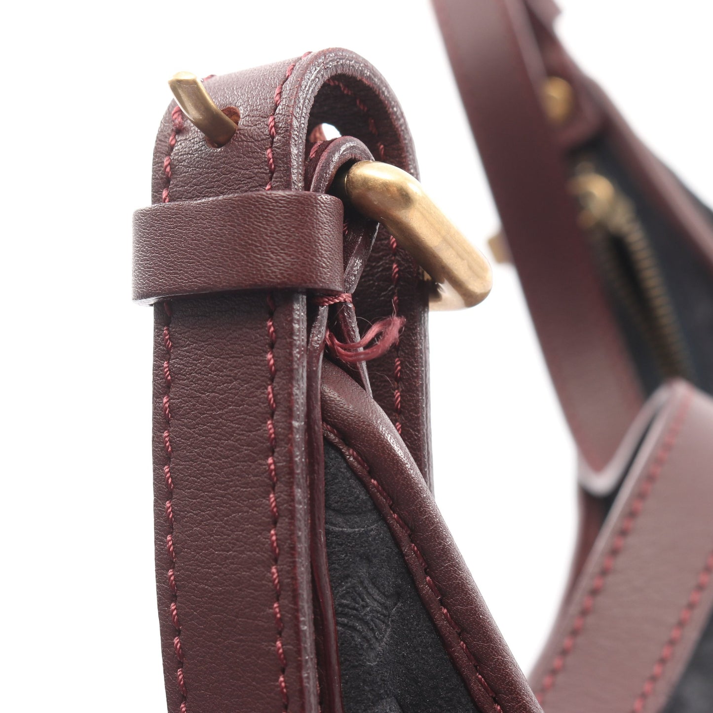 Cマカダム ショルダーバッグ スエード レザー ブラック ボルドー セリーヌ バッグ CELINE