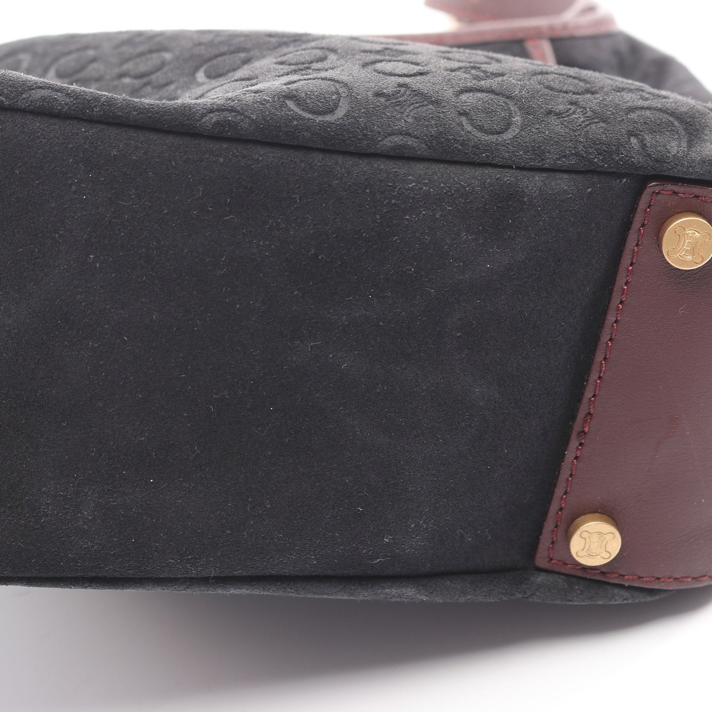 Cマカダム ショルダーバッグ スエード レザー ブラック ボルドー セリーヌ バッグ CELINE