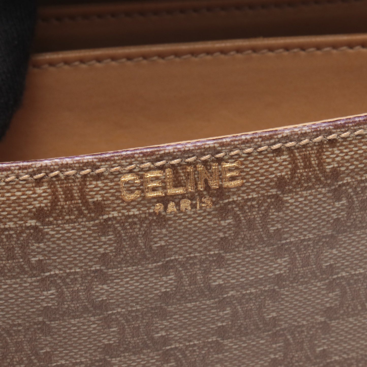 マカダム ショルダーバッグ PVC レザー ベージュ ライトブラウン セリーヌ バッグ CELINE