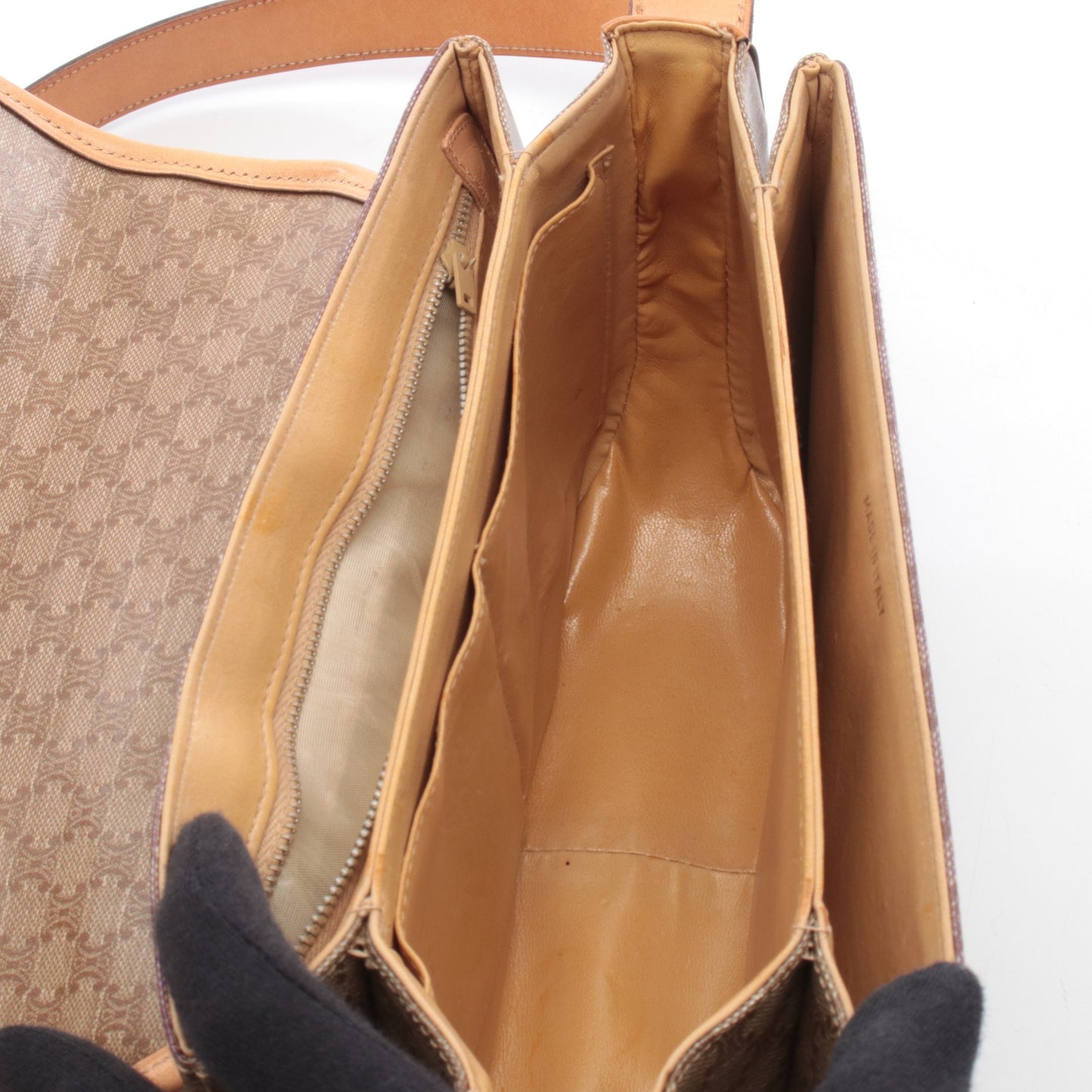 マカダム ショルダーバッグ PVC レザー ベージュ ライトブラウン セリーヌ バッグ CELINE