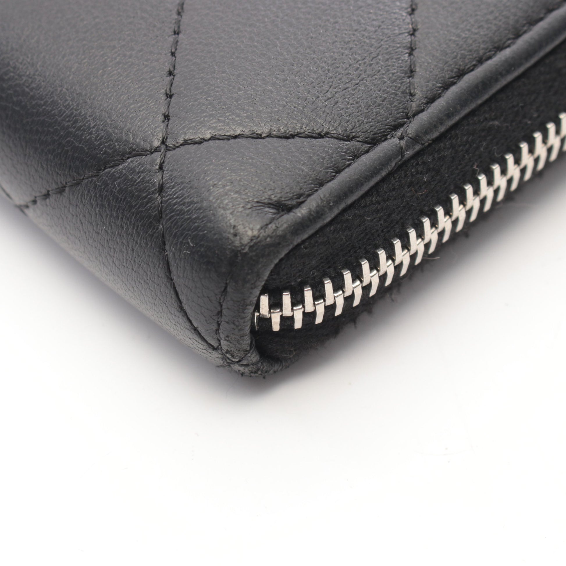 マトラッセ ラウンドファスナー長財布 ラムスキン ブラック シルバー金具 シャネル 財布・小物 CHANEL