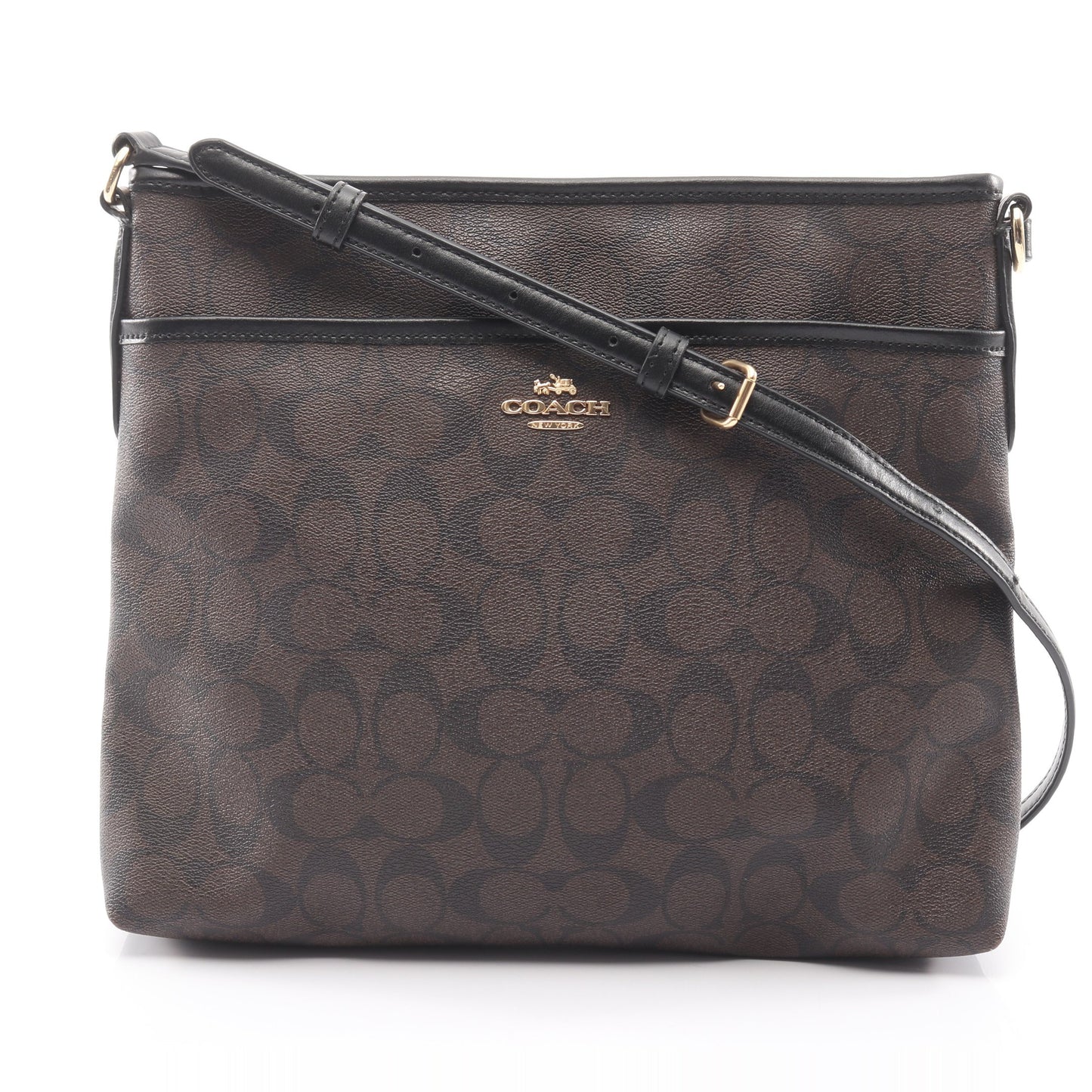 シグネチャー ファイルバッグ ショルダーバッグ PVC レザー ダークブラウン ブラック コーチ バッグ COACH