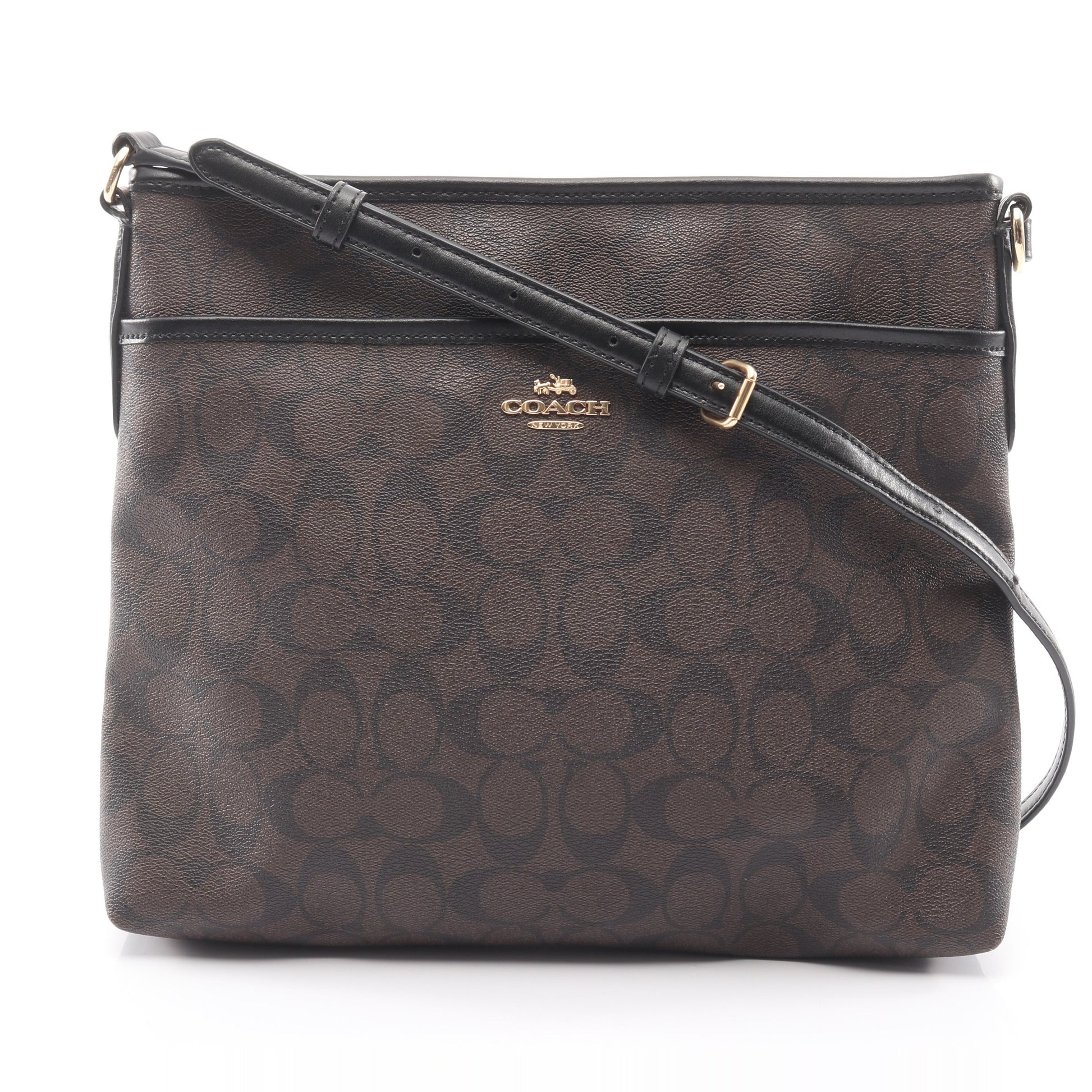 シグネチャー ファイルバッグ ショルダーバッグ PVC レザー ダークブラウン ブラック コーチ バッグ COACH