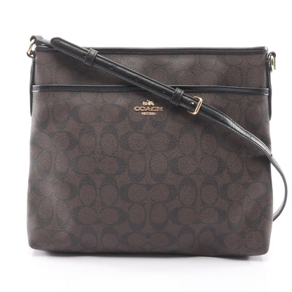 シグネチャー ファイルバッグ ショルダーバッグ PVC レザー ダークブラウン ブラック コーチ バッグ COACH