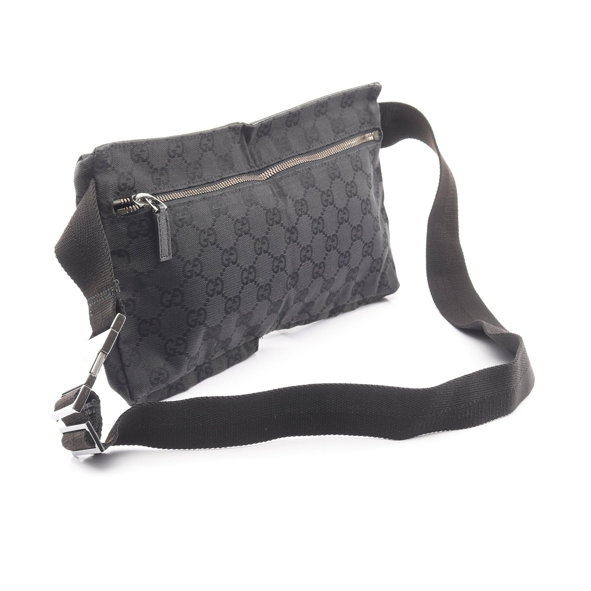 GGキャンバス ボディバッグ ウエストバッグ キャンバス レザー ブラック グッチ バッグ GUCCI