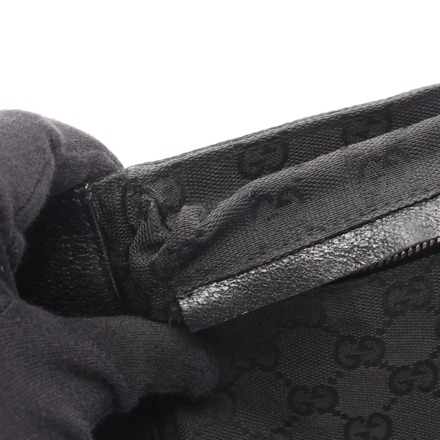 GGキャンバス ボディバッグ ウエストバッグ キャンバス レザー ブラック グッチ バッグ GUCCI