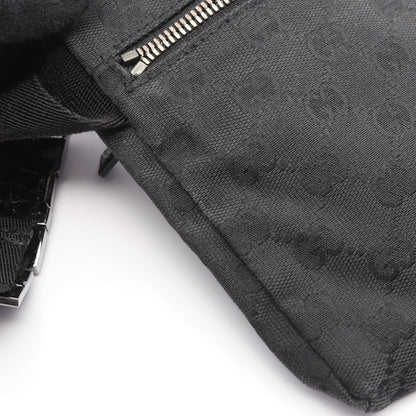 GGキャンバス ボディバッグ ウエストバッグ キャンバス レザー ブラック グッチ バッグ GUCCI