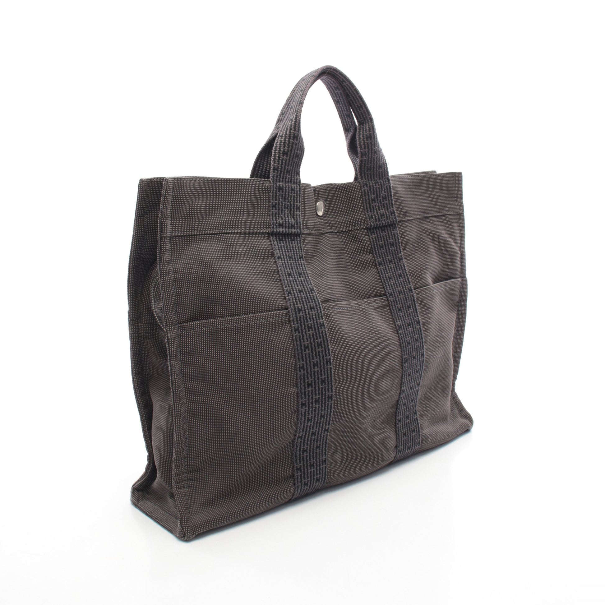 エールラインMM ハンドバッグ トートバッグ ナイロンキャンバス ダークグレー シルバー金具 エルメス バッグ HERMES