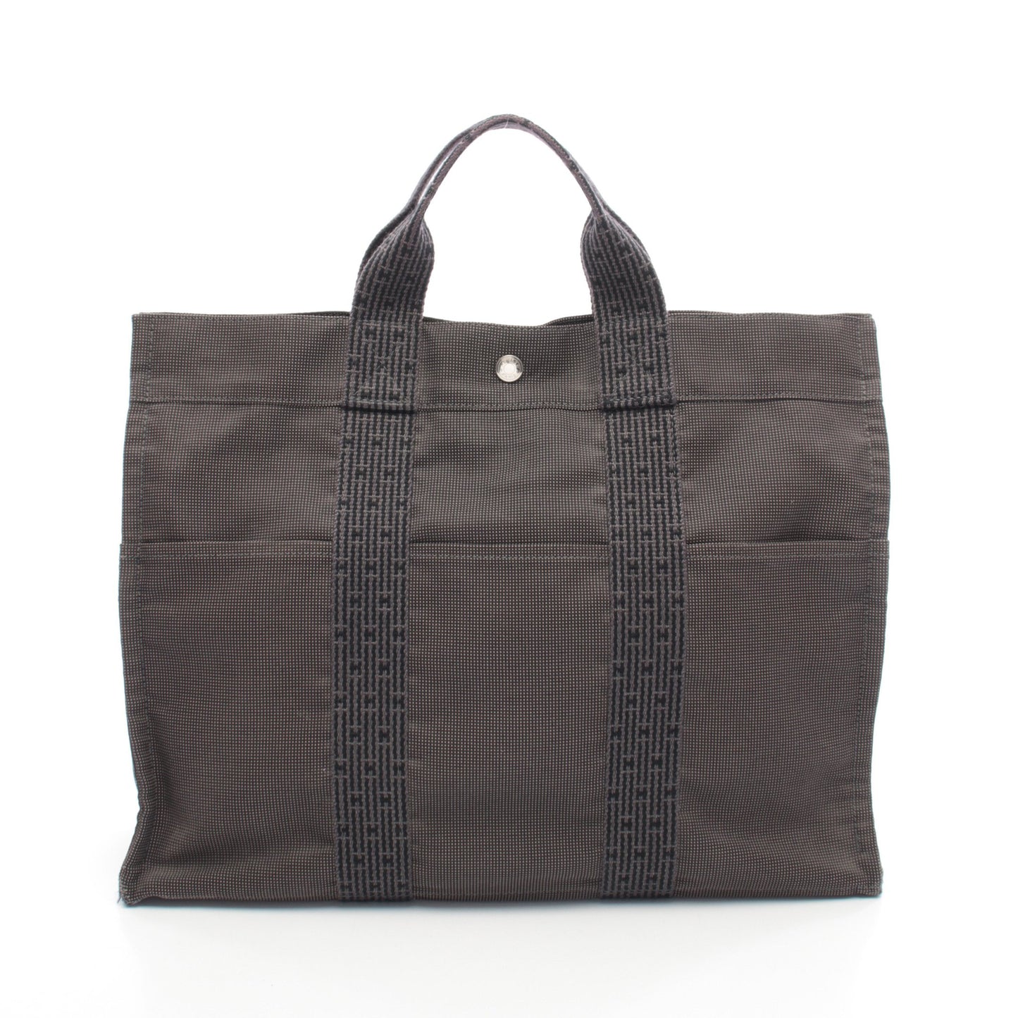 エールラインMM ハンドバッグ トートバッグ ナイロンキャンバス ダークグレー シルバー金具 エルメス バッグ HERMES