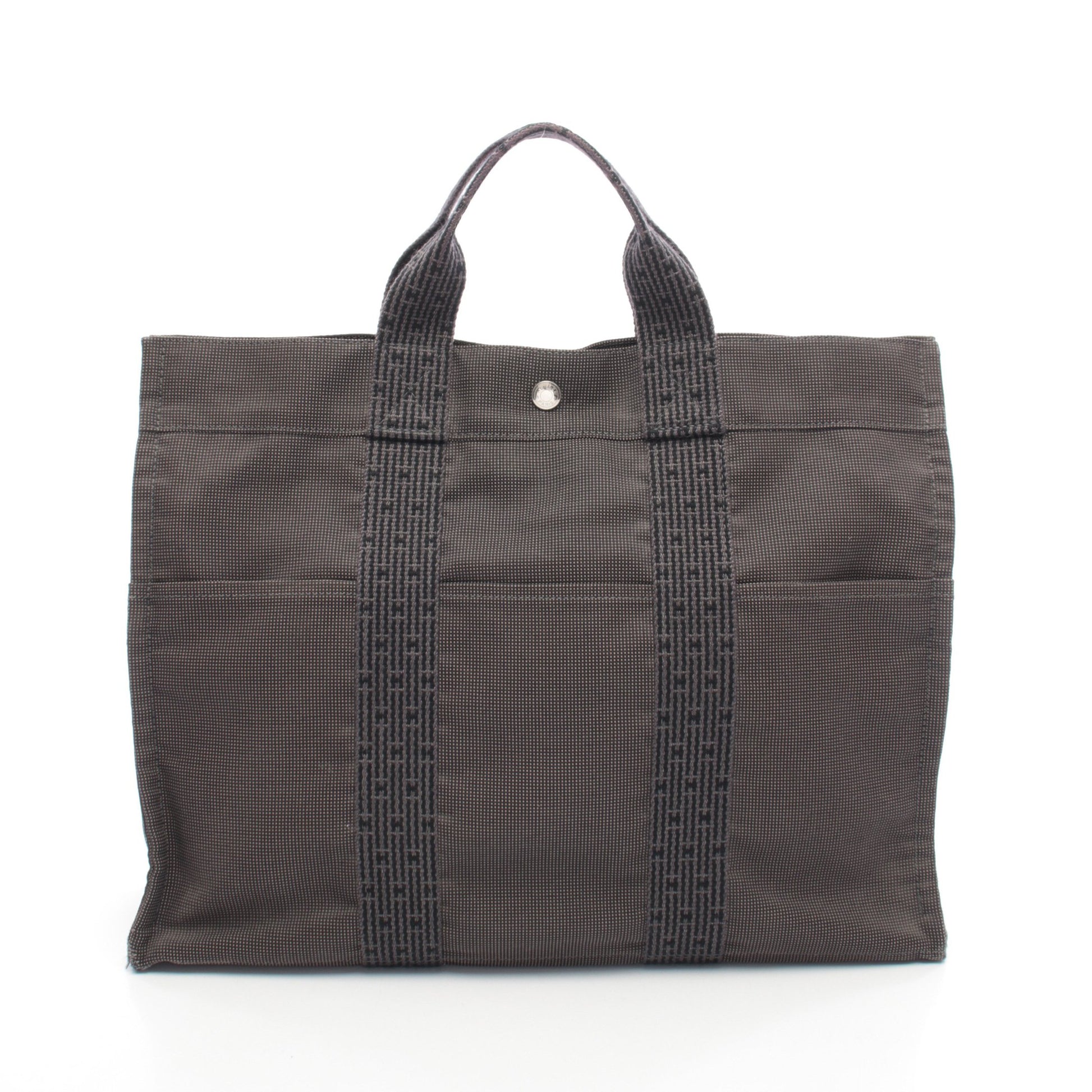 エールラインMM ハンドバッグ トートバッグ ナイロンキャンバス ダークグレー シルバー金具 エルメス バッグ HERMES