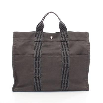エールラインMM ハンドバッグ トートバッグ ナイロンキャンバス ダークグレー シルバー金具 エルメス バッグ HERMES