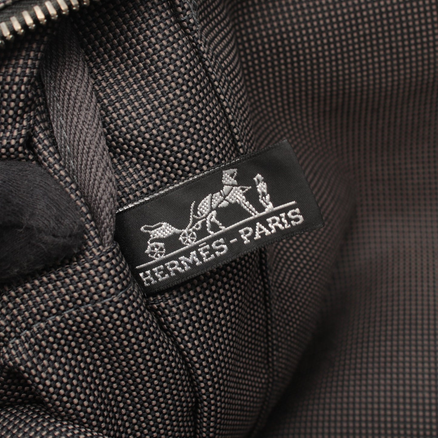 エールラインMM ハンドバッグ トートバッグ ナイロンキャンバス ダークグレー シルバー金具 エルメス バッグ HERMES