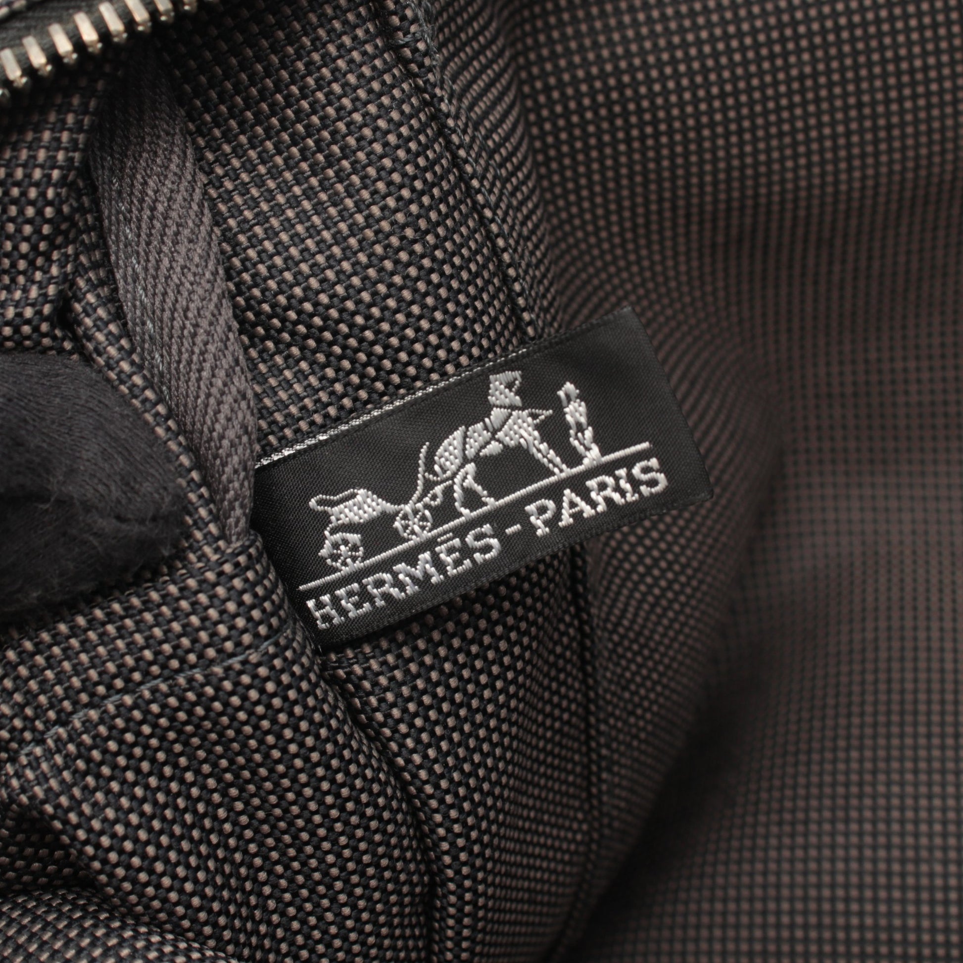 エールラインMM ハンドバッグ トートバッグ ナイロンキャンバス ダークグレー シルバー金具 エルメス バッグ HERMES