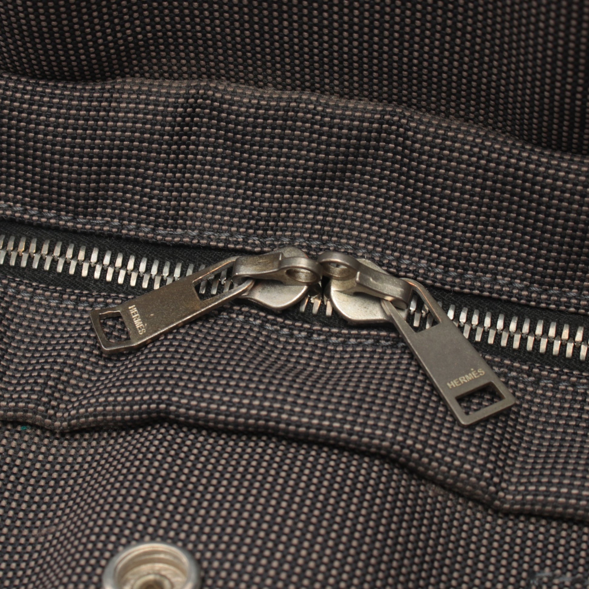 エールラインMM ハンドバッグ トートバッグ ナイロンキャンバス ダークグレー シルバー金具 エルメス バッグ HERMES