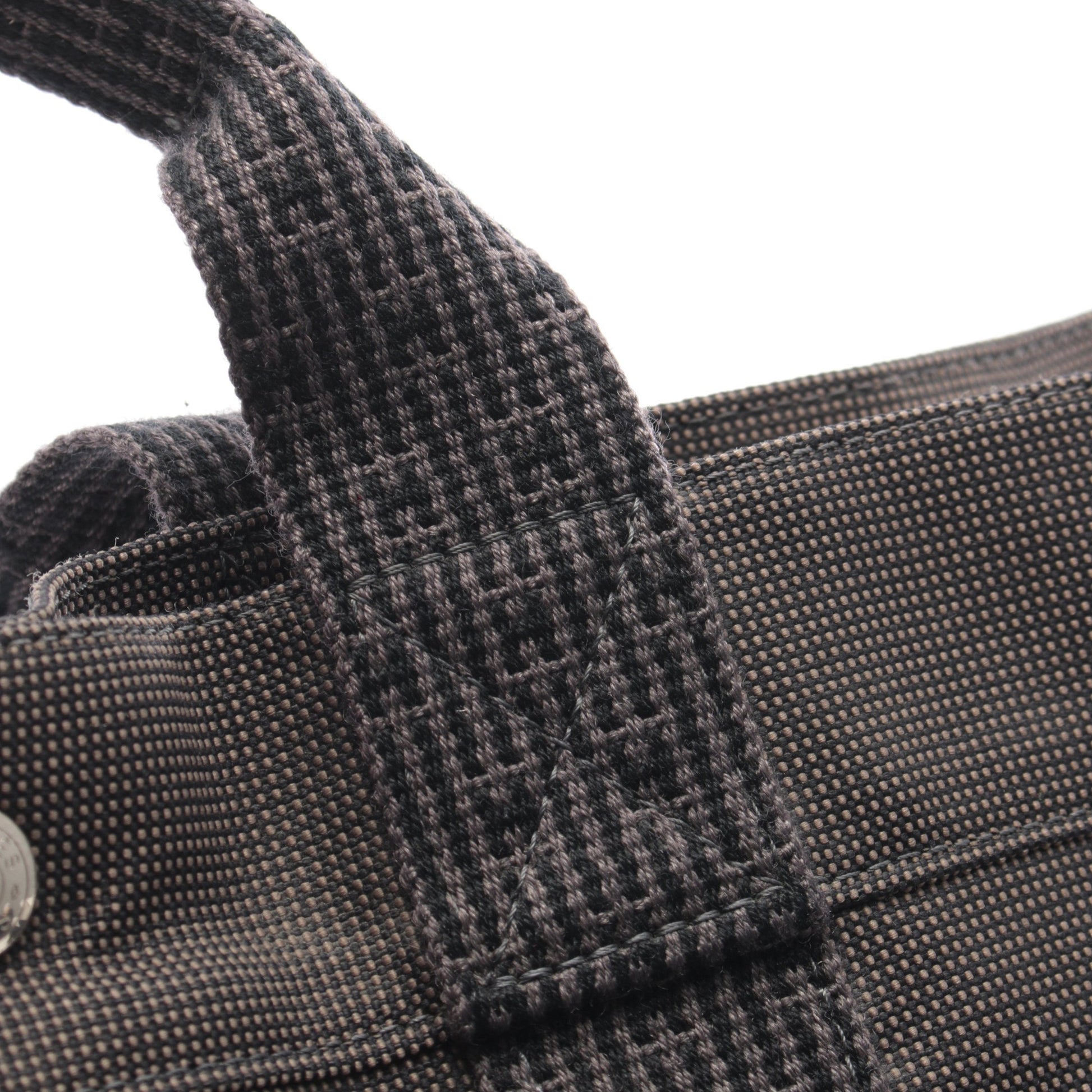エールラインMM ハンドバッグ トートバッグ ナイロンキャンバス ダークグレー シルバー金具 エルメス バッグ HERMES