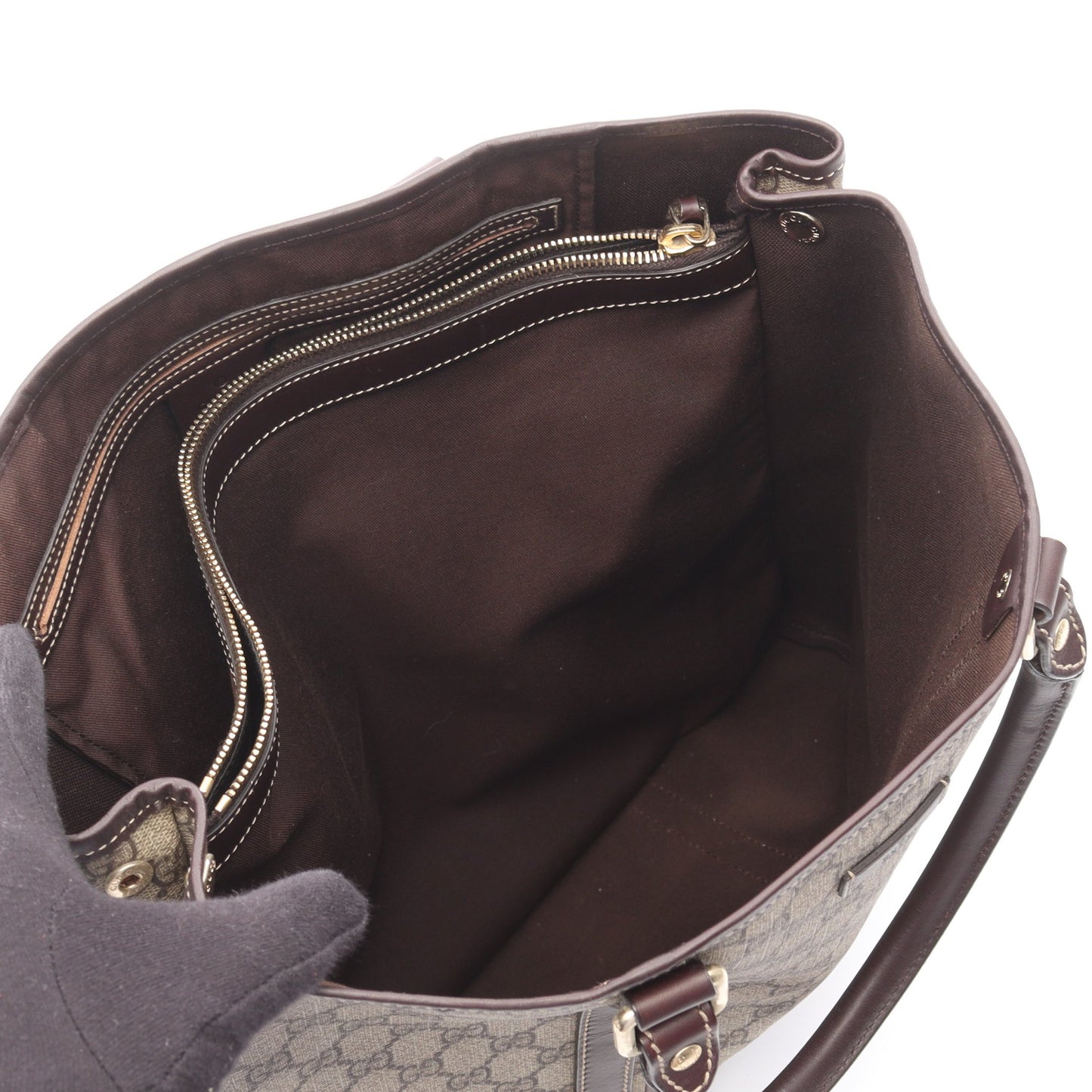 GGプラス ハンドバッグ トートバッグ PVC レザー ベージュ ダークブラウン グッチ バッグ GUCCI