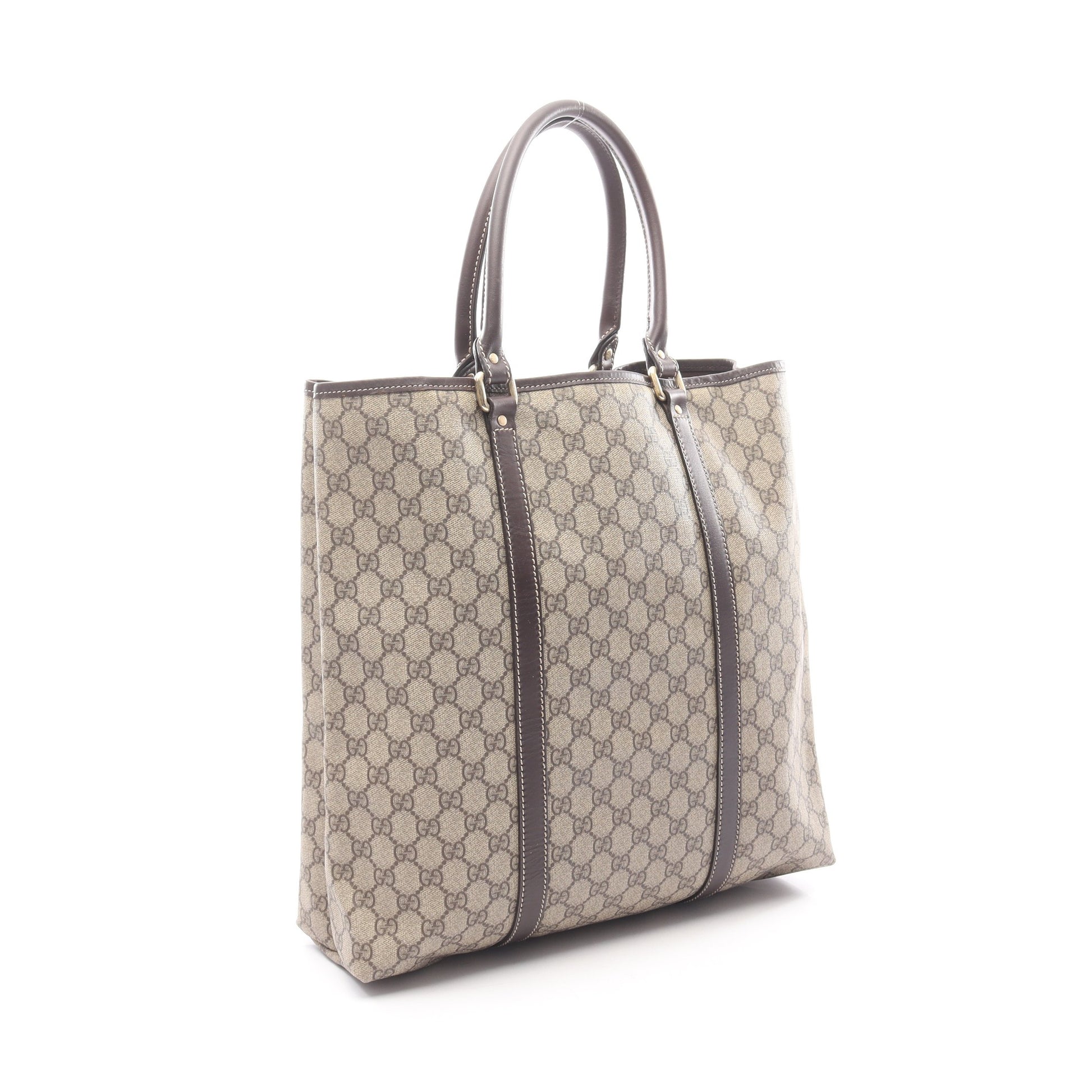 GGプラス ハンドバッグ トートバッグ PVC レザー ベージュ ダークブラウン グッチ バッグ GUCCI