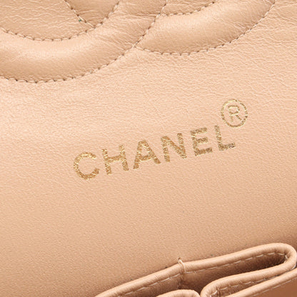 マトラッセ Wフラップ Wチェーンショルダーバッグ ラムスキン ベージュ ゴールド金具 シャネル バッグ CHANEL