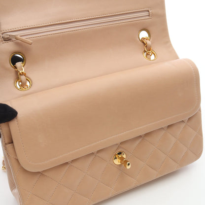 マトラッセ Wフラップ Wチェーンショルダーバッグ ラムスキン ベージュ ゴールド金具 シャネル バッグ CHANEL