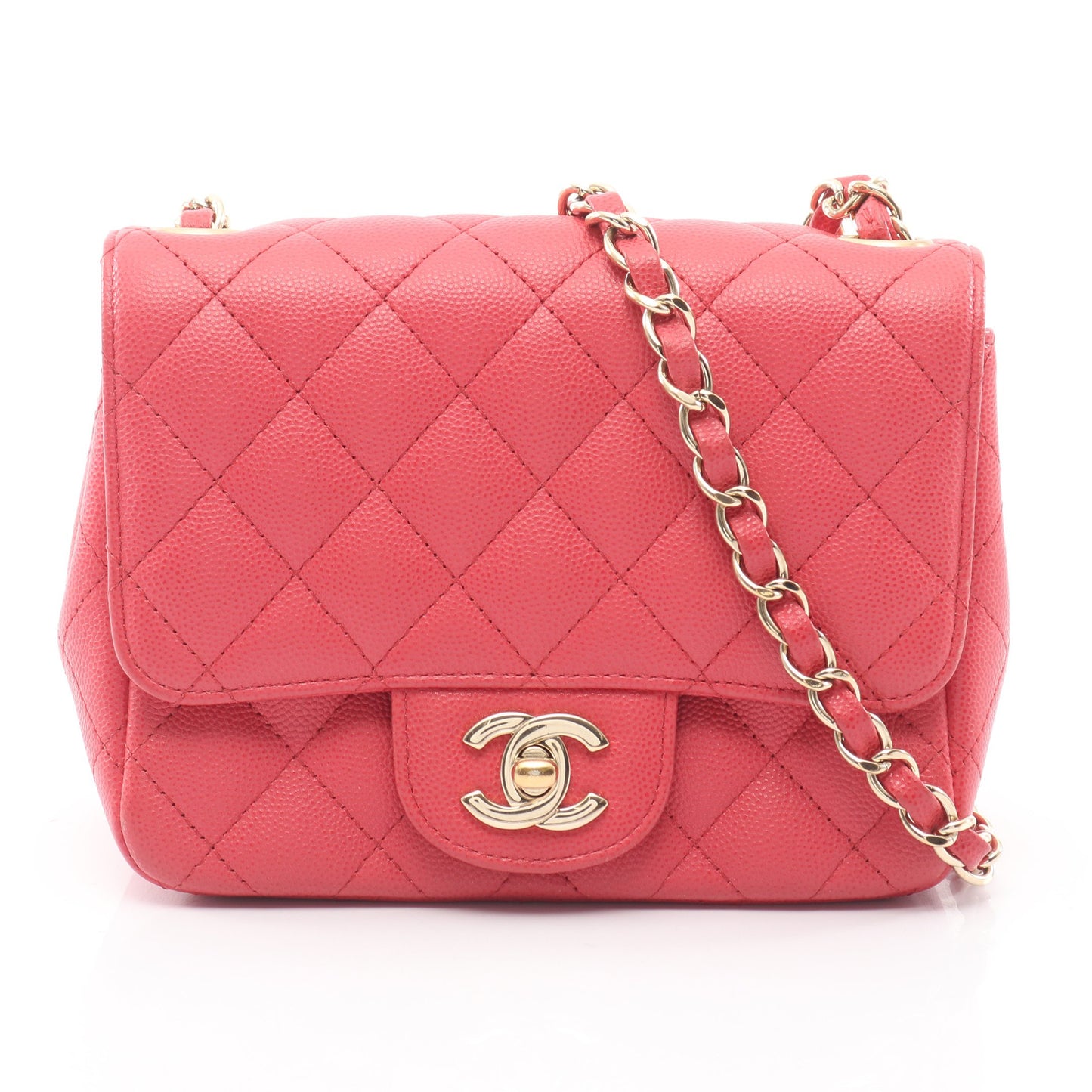 ミニマトラッセ チェーンショルダーバッグ キャビアスキン ピンク ゴールド金具 シャネル バッグ CHANEL