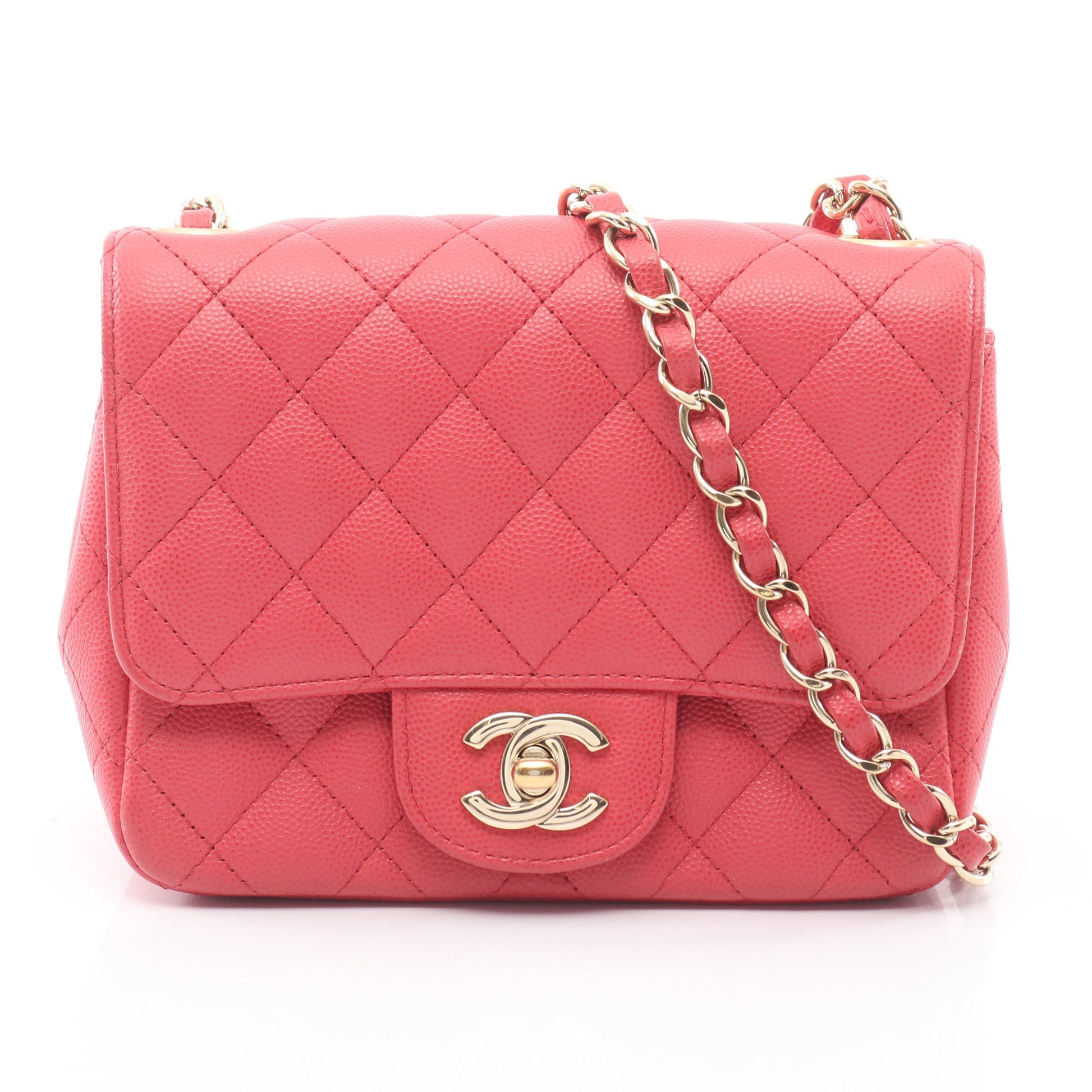 ミニマトラッセ チェーンショルダーバッグ キャビアスキン ピンク ゴールド金具 シャネル バッグ CHANEL