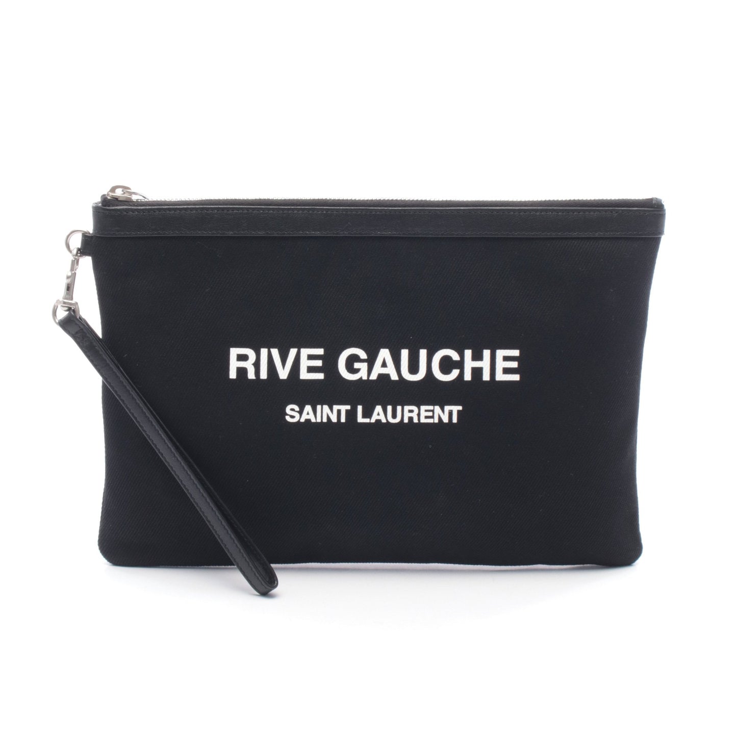 リヴゴーシュ クラッチバッグ キャンバス レザー ブラック イヴサンローラン バッグ YVES SAINT LAURENT