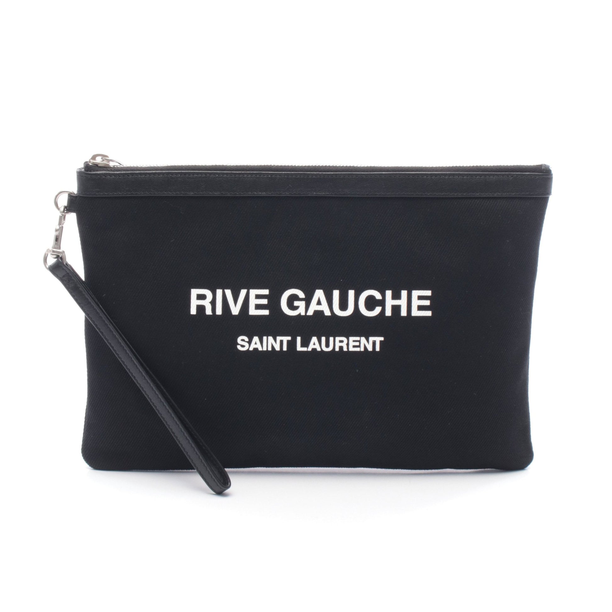 リヴゴーシュ クラッチバッグ キャンバス レザー ブラック イヴサンローラン バッグ YVES SAINT LAURENT