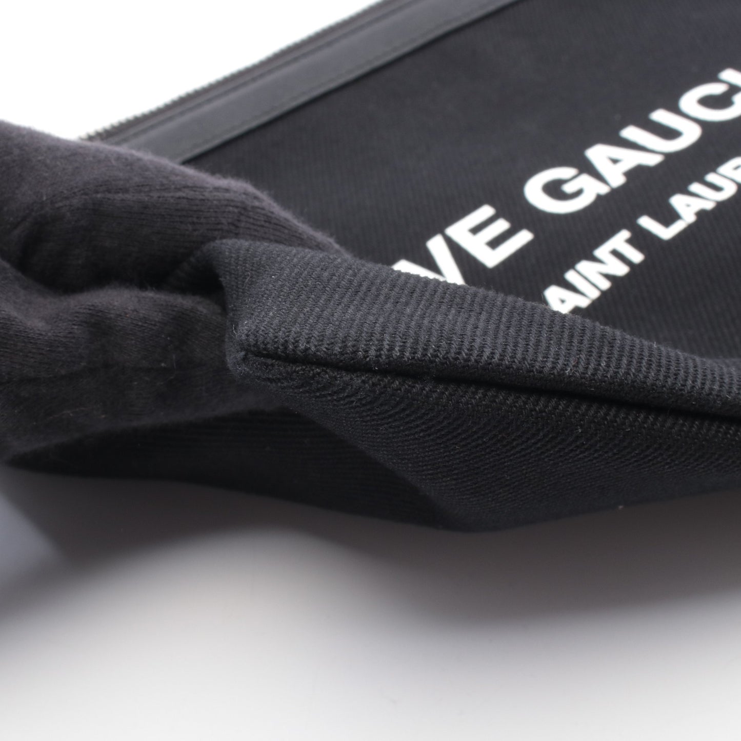 リヴゴーシュ クラッチバッグ キャンバス レザー ブラック イヴサンローラン バッグ YVES SAINT LAURENT