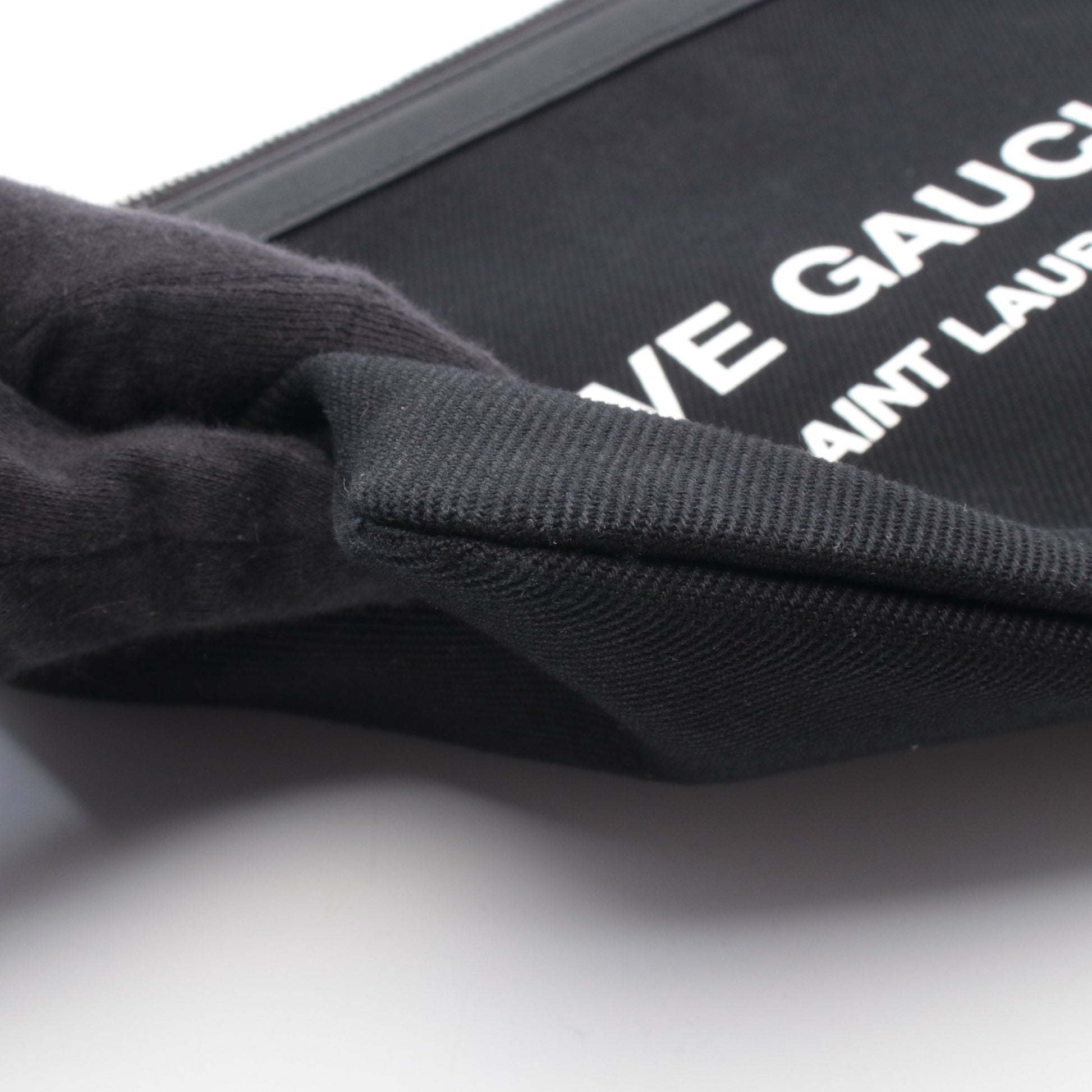 リヴゴーシュ クラッチバッグ キャンバス レザー ブラック イヴサンローラン バッグ YVES SAINT LAURENT