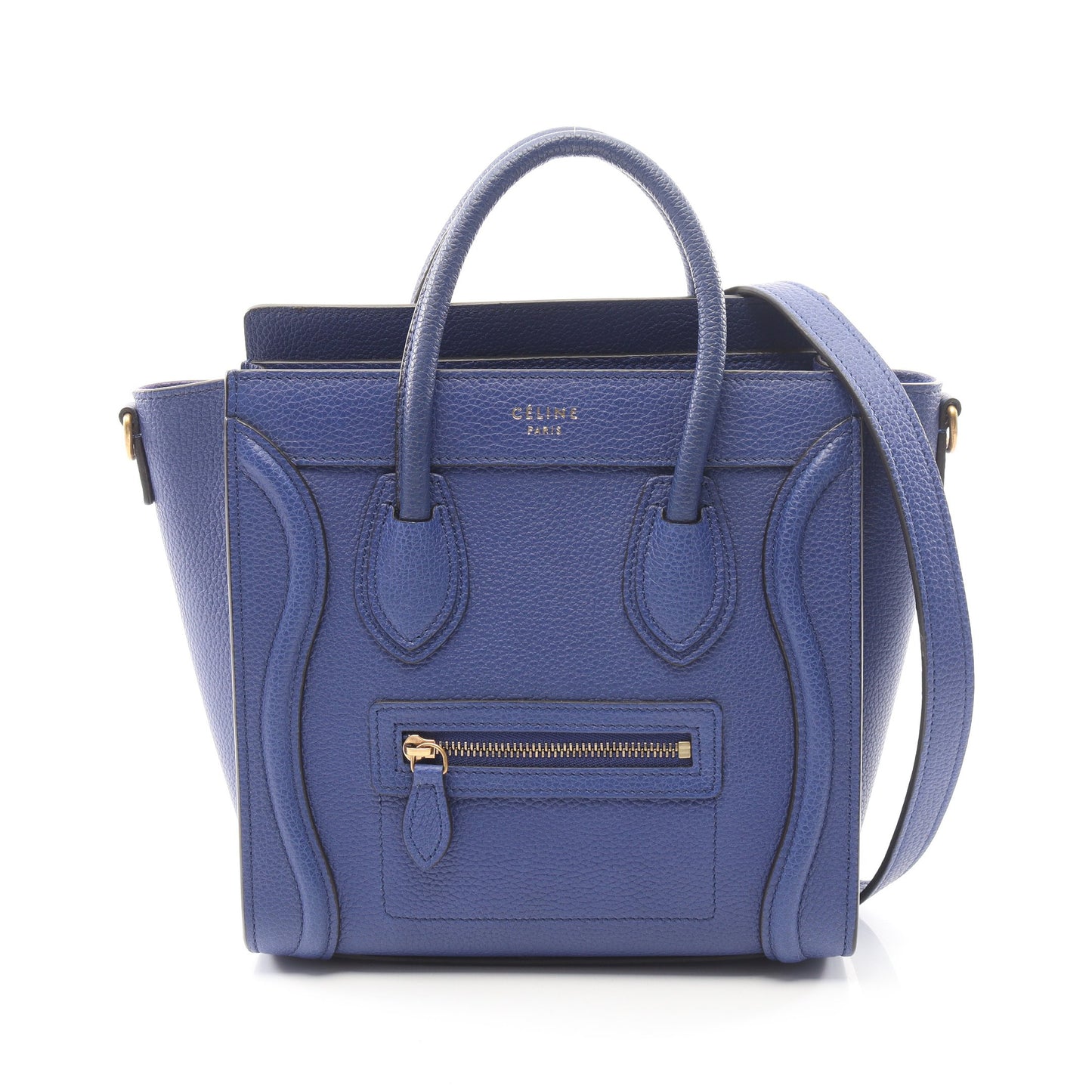 ラゲージ ナノショッパー ハンドバッグ レザー ブルー 2WAY セリーヌ バッグ CELINE