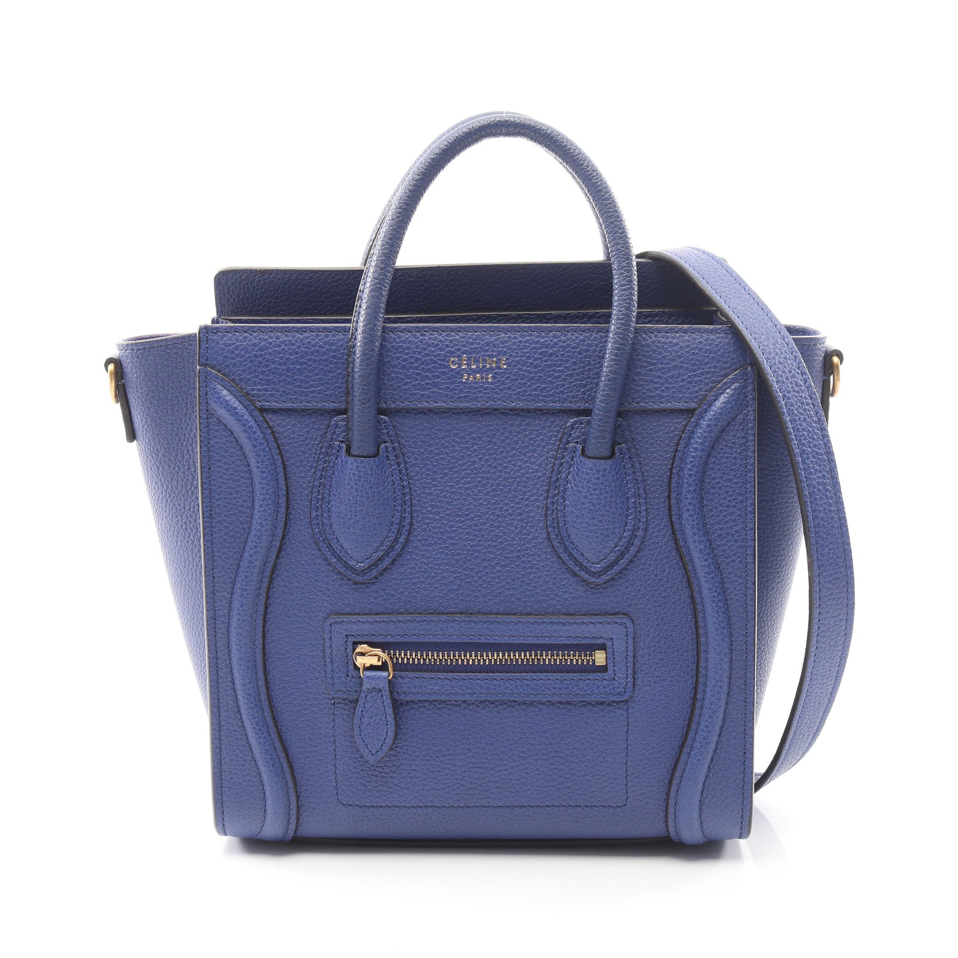 ラゲージ ナノショッパー ハンドバッグ レザー ブルー 2WAY セリーヌ バッグ CELINE