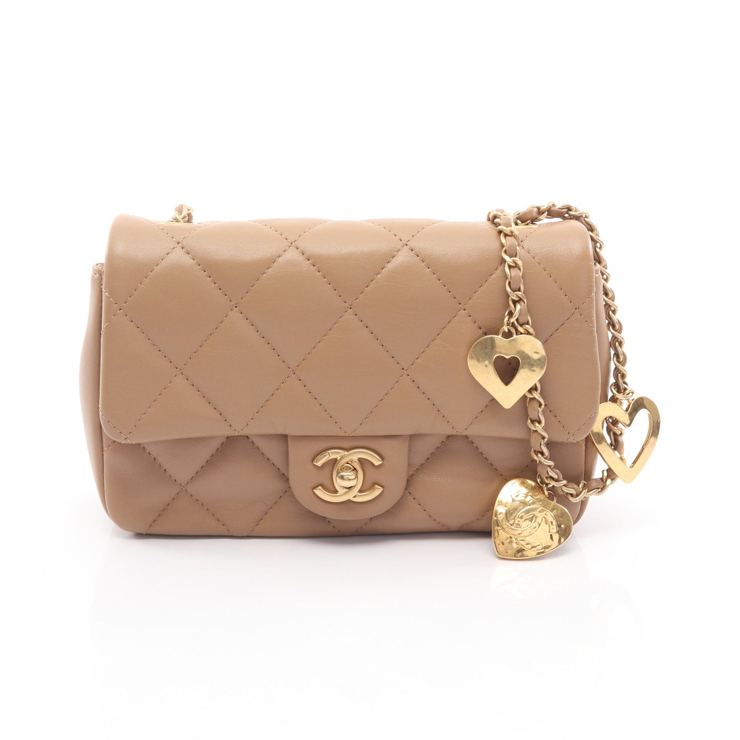 ミニマトラッセ チェーンショルダーバッグ ラムスキン ベージュ ゴールド金具 シャネル バッグ CHANEL