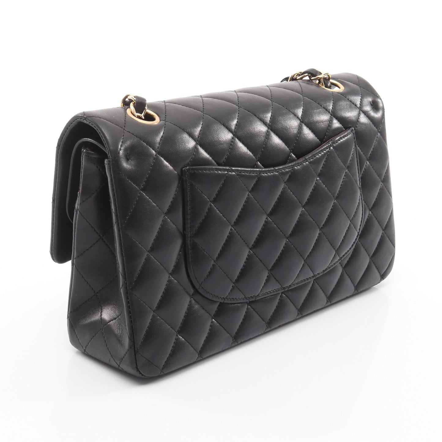 マトラッセ Wフラップ Wチェーンショルダーバッグ ラムスキン ブラック ゴールド金具 シャネル バッグ CHANEL