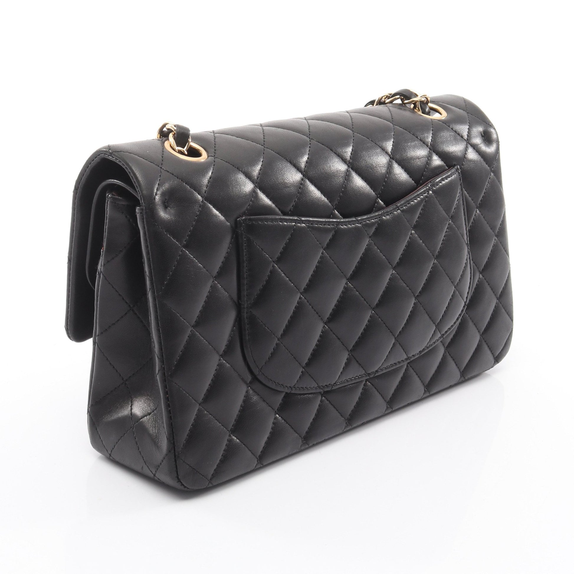 マトラッセ Wフラップ Wチェーンショルダーバッグ ラムスキン ブラック ゴールド金具 シャネル バッグ CHANEL
