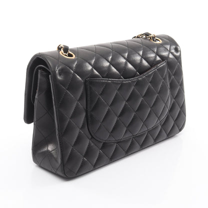 マトラッセ Wフラップ Wチェーンショルダーバッグ ラムスキン ブラック ゴールド金具 シャネル バッグ CHANEL