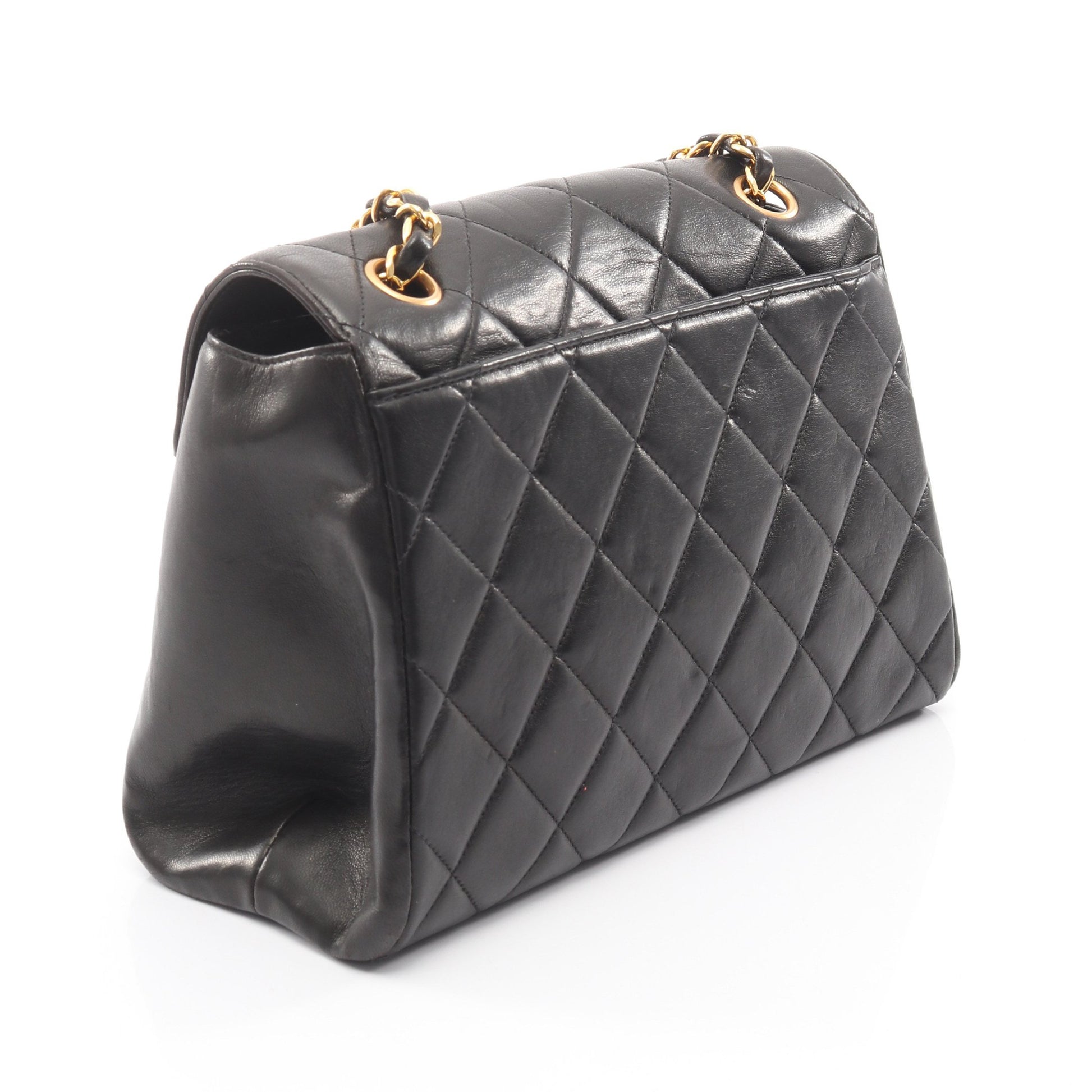 マトラッセ チェーンショルダーバッグ ラムスキン ブラック ゴールド金具 シャネル バッグ CHANEL