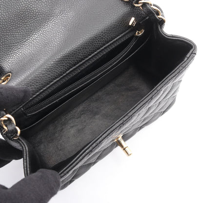ミニマトラッセ チェーンショルダーバッグ キャビアスキン ブラック ゴールド金具 シャネル バッグ CHANEL