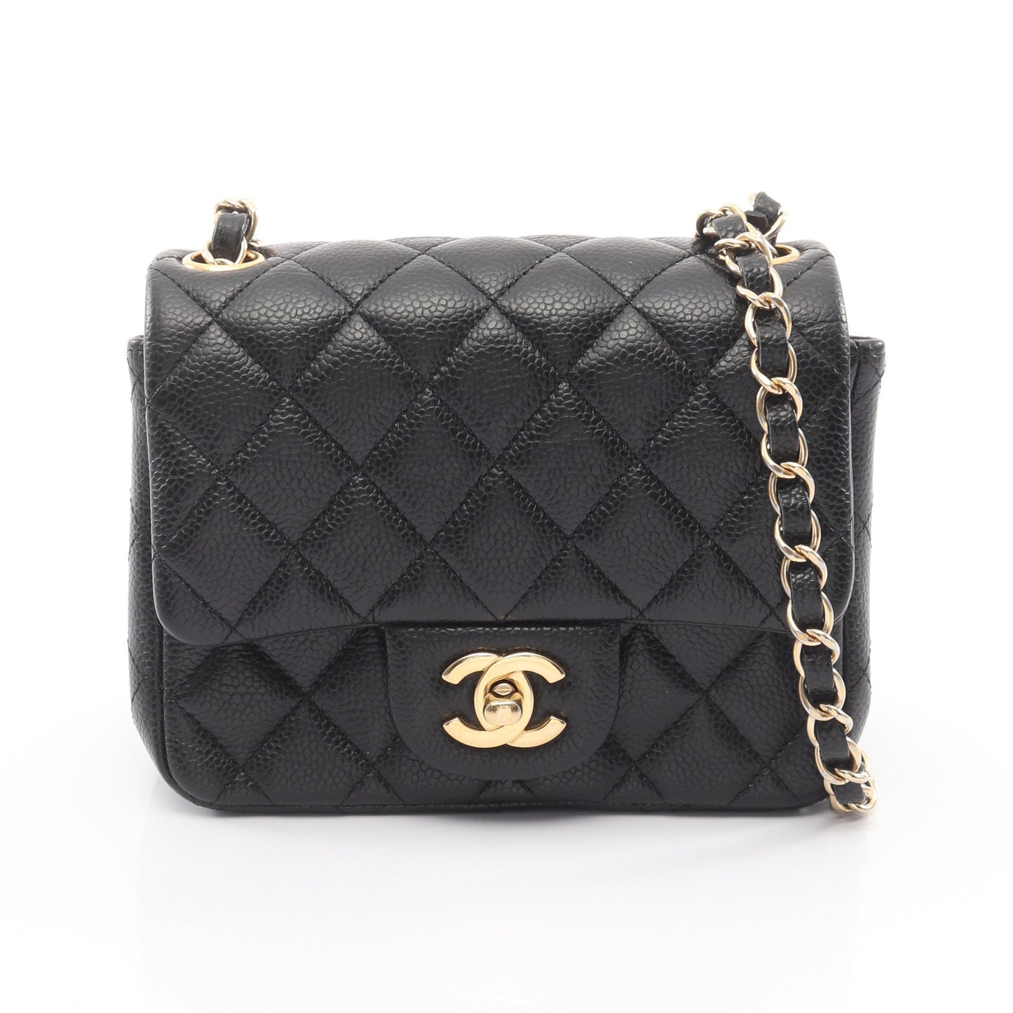 ミニマトラッセ チェーンショルダーバッグ キャビアスキン ブラック ゴールド金具 シャネル バッグ CHANEL