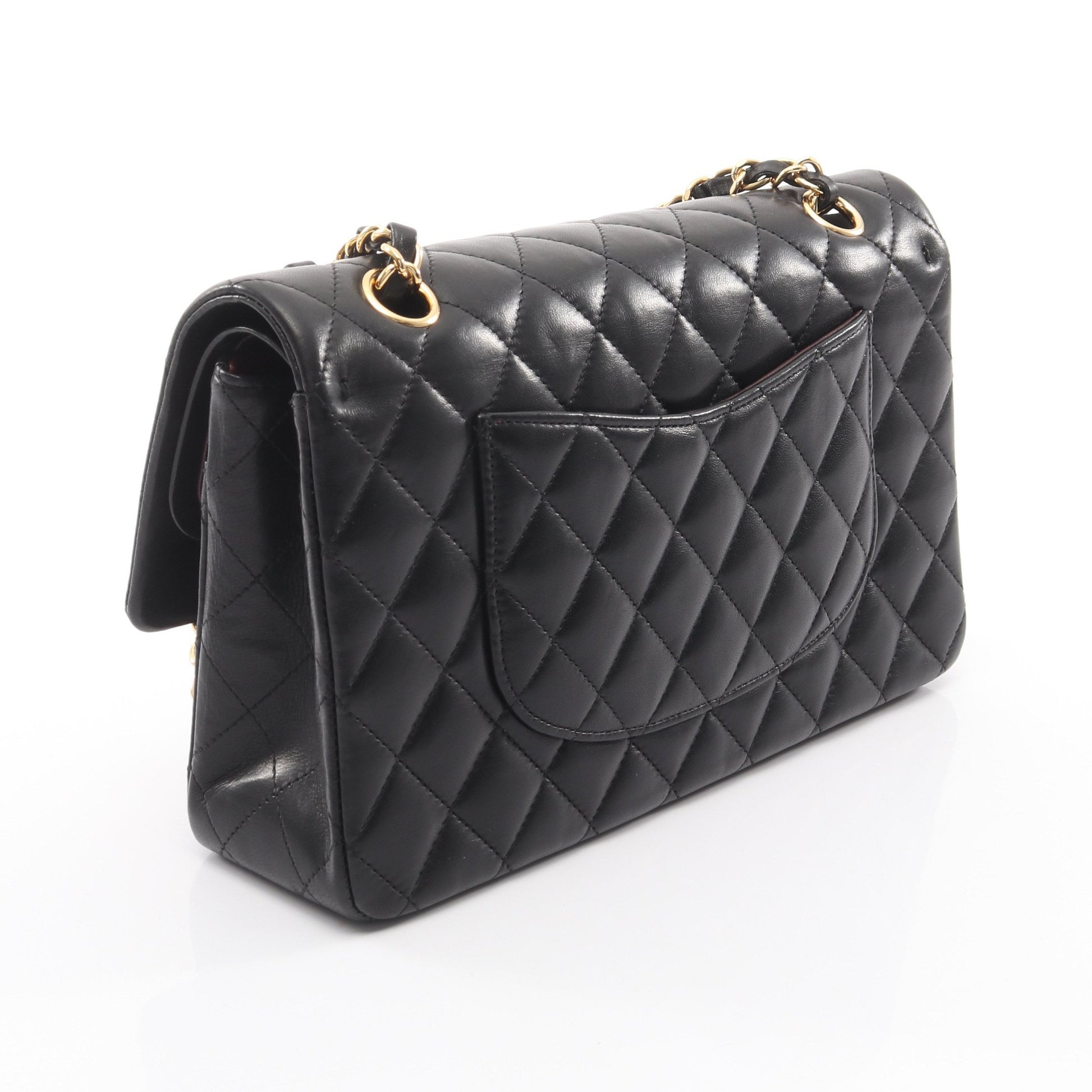 マトラッセ Wフラップ Wチェーンショルダーバッグ ラムスキン ブラック ゴールド金具 シャネル バッグ CHANEL