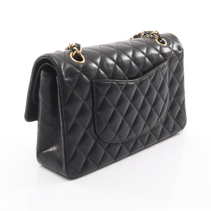 マトラッセ Wフラップ Wチェーンショルダーバッグ ラムスキン ブラック ゴールド金具 シャネル バッグ CHANEL