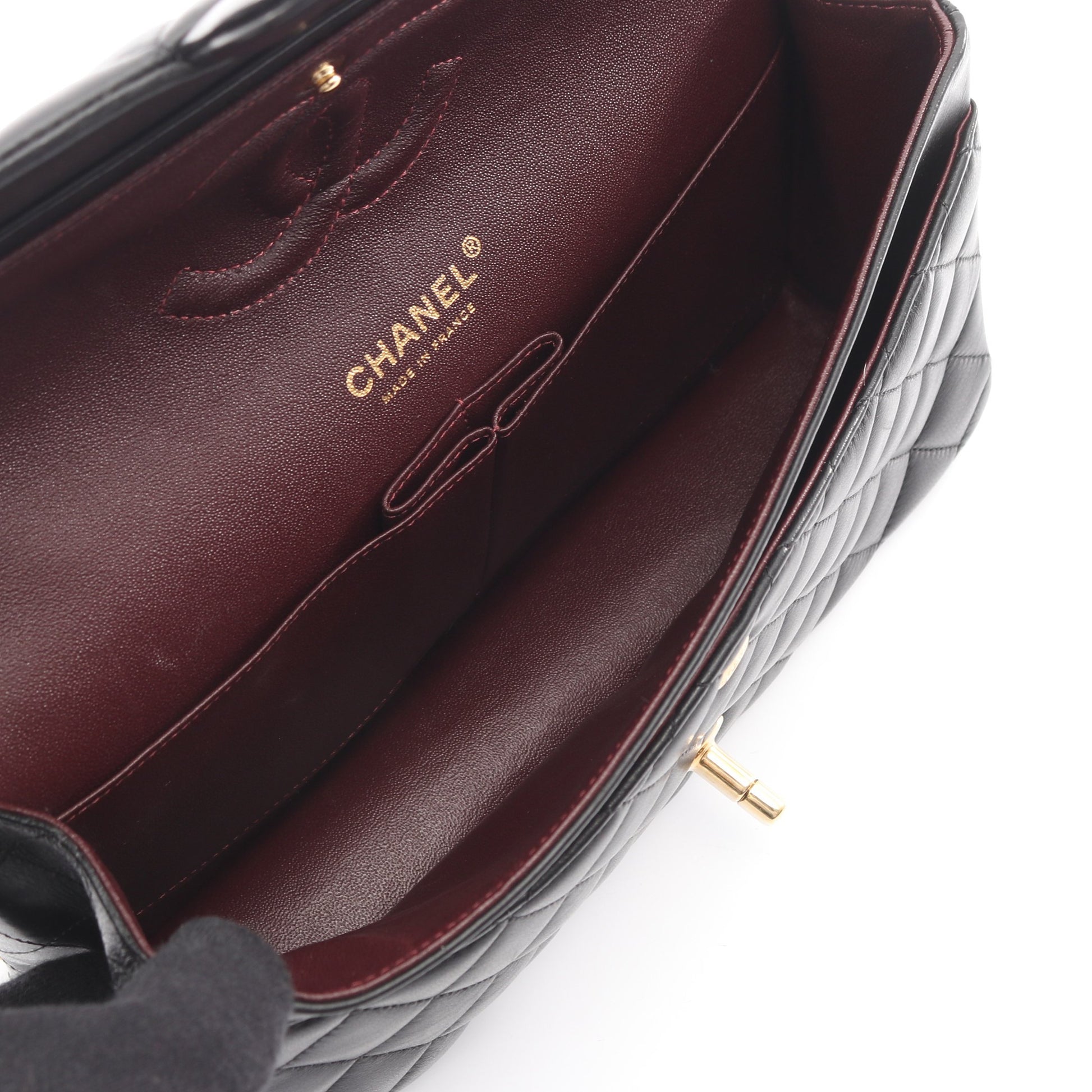 マトラッセ Wフラップ Wチェーンショルダーバッグ ラムスキン ブラック ゴールド金具 シャネル バッグ CHANEL