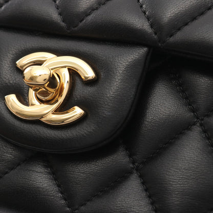 マトラッセ Wフラップ Wチェーンショルダーバッグ ラムスキン ブラック ゴールド金具 シャネル バッグ CHANEL