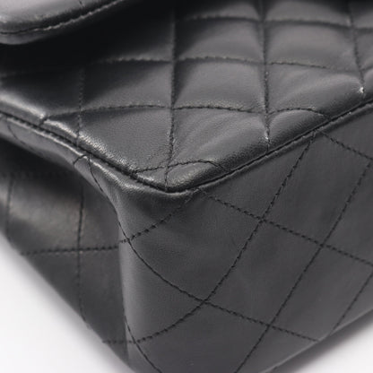 マトラッセ Wフラップ Wチェーンショルダーバッグ ラムスキン ブラック シルバー金具 シャネル バッグ CHANEL