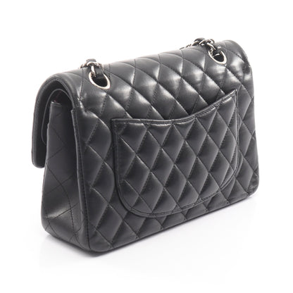 マトラッセ Wフラップ Wチェーンショルダーバッグ ラムスキン ブラック シルバー金具 シャネル バッグ CHANEL