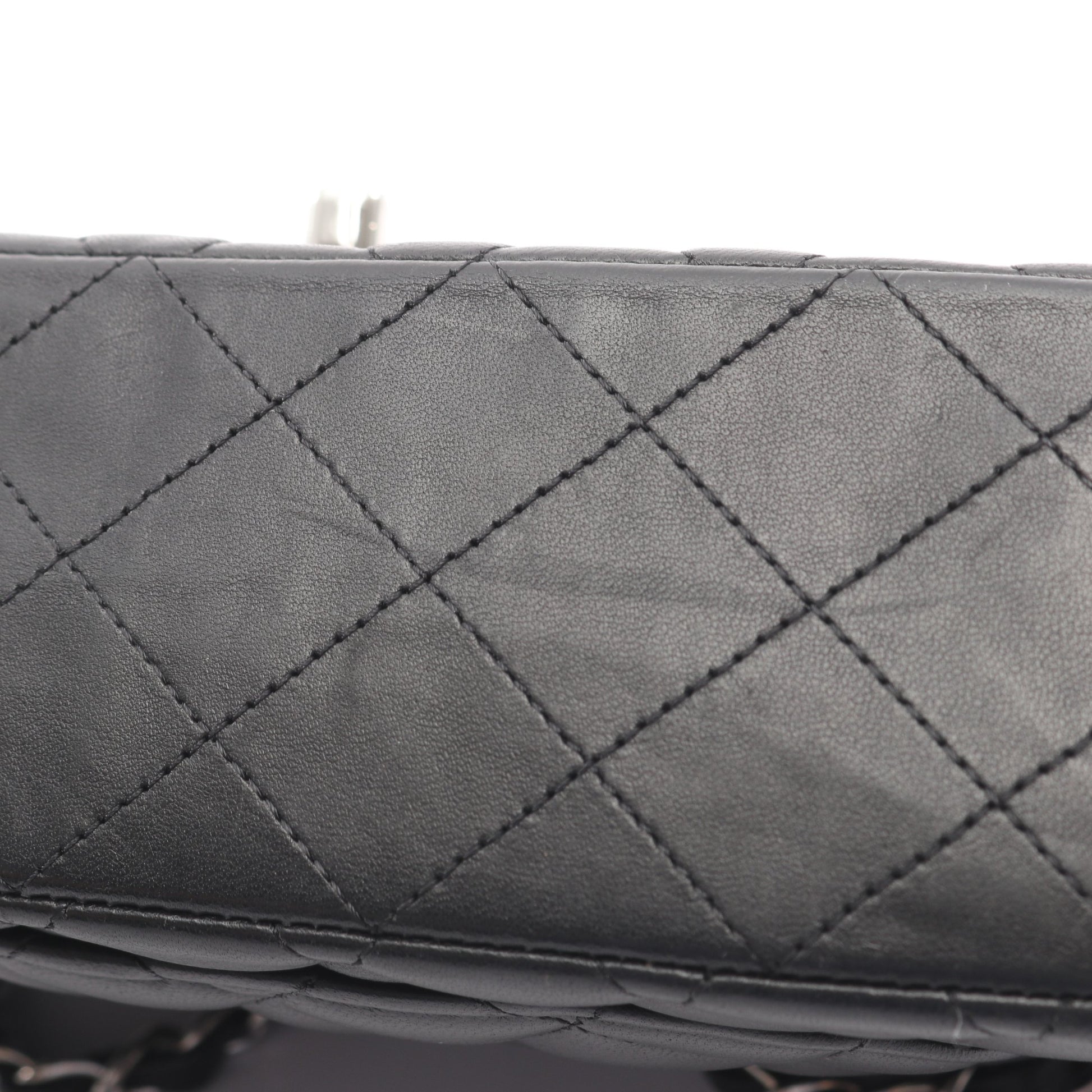 マトラッセ Wフラップ Wチェーンショルダーバッグ ラムスキン ブラック シルバー金具 シャネル バッグ CHANEL