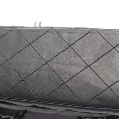 マトラッセ Wフラップ Wチェーンショルダーバッグ ラムスキン ブラック シルバー金具 シャネル バッグ CHANEL