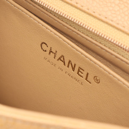 ミニマトラッセ チェーンショルダーバッグ キャビアスキン ベージュ ゴールド金具 シャネル バッグ CHANEL