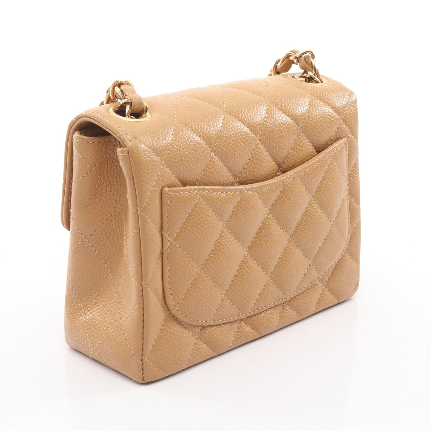 ミニマトラッセ チェーンショルダーバッグ キャビアスキン ベージュ ゴールド金具 シャネル バッグ CHANEL