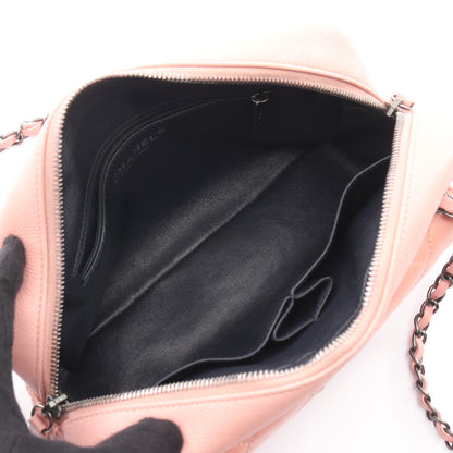 マトラッセ カメラバッグ チェーンショルダーバッグ キャビアスキン ピンク アンティークシルバー金具 シャネル バッグ CHANEL