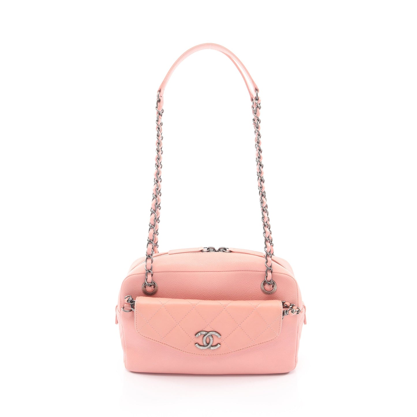 マトラッセ カメラバッグ チェーンショルダーバッグ キャビアスキン ピンク アンティークシルバー金具 シャネル バッグ CHANEL